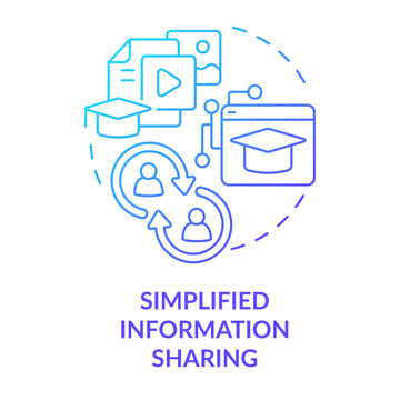 Simplified information sharing blue gradient concept icon. Access to knowledge. ICT benefit in education abstract idea thin line illustration. Isolated outline drawing. Myriad Pro-Bold font used