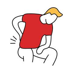 Back pain flat design vector icon illustration.