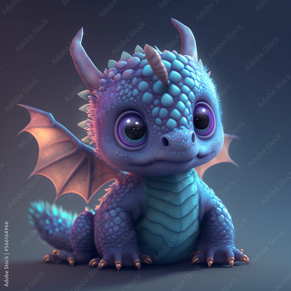 Canvas Prints cute baby dragon illustration design 3d