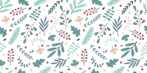Seamless pattern with leaves in a flat design