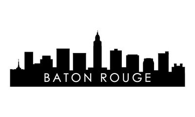 Fototapeta premium Baton Rouge skyline silhouette. Black Baton Rouge city design isolated on white background.