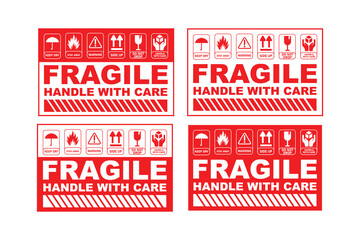 Fragile Label tag symbol packaging sticker vector design