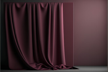 Deep maroon flowing cloth background, Mock up 3d Render, soft, Product Generative Ai 