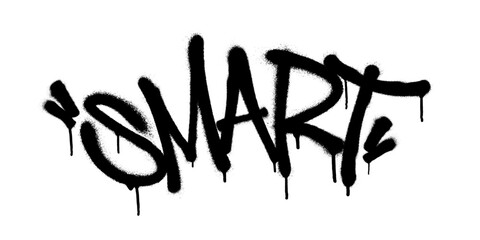 Sprayed smart font graffiti with overspray in black over white. Vector illustration.