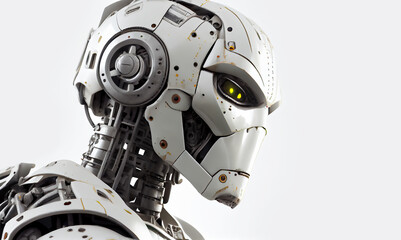 White robot army or cyborgs in sci-fi game. Generative AI.