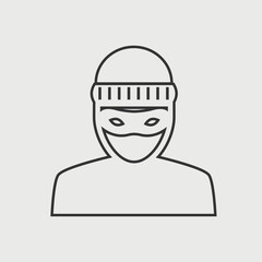 burglar vector solid art icon isolated on white background.  filled symbol in a simple flat trendy modern style for your website design, logo, and mobile app