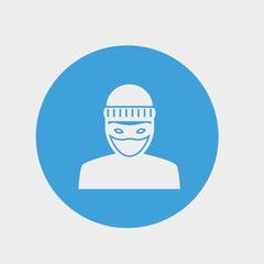 burglar vector solid art icon isolated on white background.  filled symbol in a simple flat trendy modern style for your website design, logo, and mobile app