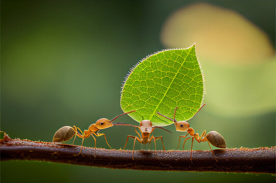ants bring on a leaf