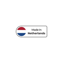 Made in Netherlands png label design with flag	