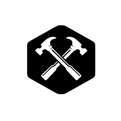 Construction Building, hammer Logo, Icon Design Vector