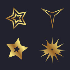 Set of gold star bright and golden Universe Infographics, star light icon solar symbol, icon vector designs.