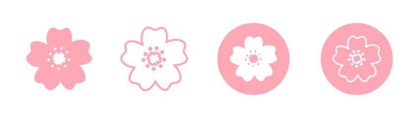 Cherry Blossom Flower Icon Set