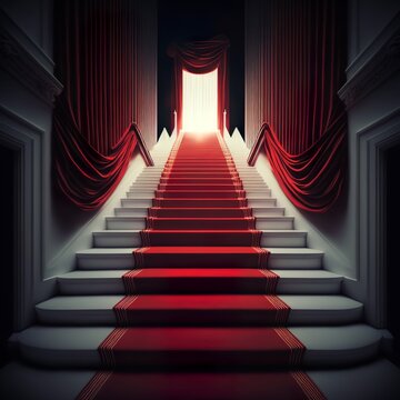 red carpet on the stairs in the building high interior gate door kingdom insolence entrance luxury way walk palace castle award ceremony