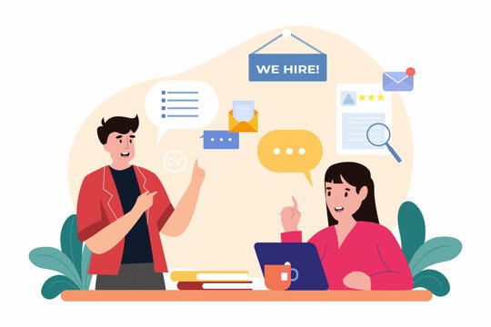 HR specialist having an interview with job applicant. Job interview, human resource concept - Powered by Adobe