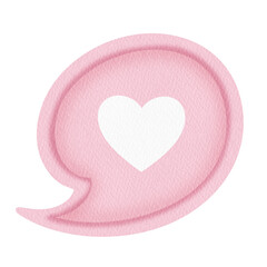 Watercolor Pink heart speech bubble.	