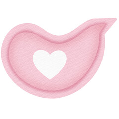 Watercolor Pink heart speech bubble.	