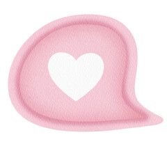 Watercolor Pink heart speech bubble.	