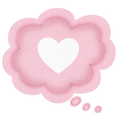Watercolor Pink heart speech bubble.	