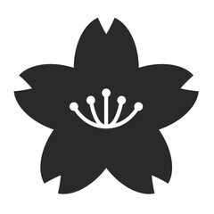 Fototapeta premium シンプルな桜のイラスト 単品 黒