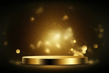 abstract gold background with blur bokeh light, glitter glow magical moment luxury atmosphere on ground stage, Generative Ai