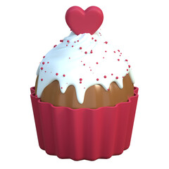 heart cake icon valentine day 3d illustration