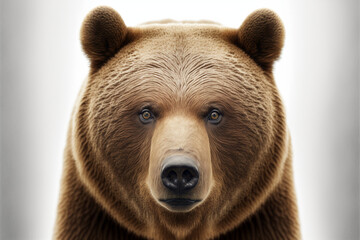 Bear, bear head, bear face. Portrait of bear. Vector illustration. Isolated white background. Generative AI