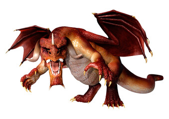 3D Rendering Fairy Tale Dragon on White