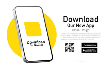 Download our new Mobile App. Empty screen smartphone for you app. Page mockup. Download app. Vector illustration.