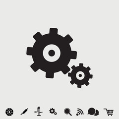 gears vector solid art icon isolated on white background.  filled symbol in a simple flat trendy modern style for your website design, logo, and mobile app