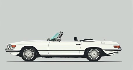 vintage car with  classic design made with generative ai, vector style, flat, illustration, cartoon, line, convertible  - obrazy, fototapety, plakaty