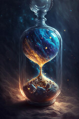 A 3D Sand Clock In The Wide Blue Sky, generative ai