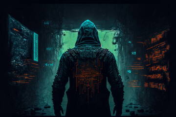 Plakat Cyber crime and cyber war conceptual image.