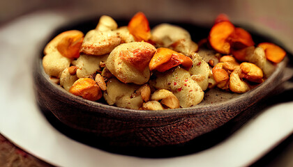 Close up of cashew nuts roast spice food