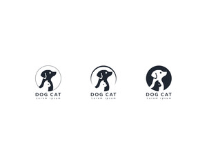 Dog and cat home logo design template, pet love logo design suitable for pet shop, store, cafe, business, hotel, veterinary clinic, Domestic animal vector illustration logotype, sign,symbol vector.