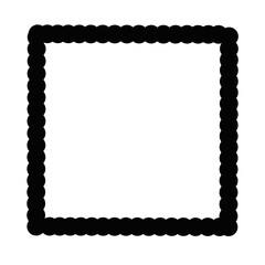 Black square frame element with line border png.	