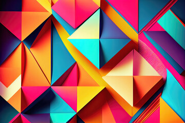 Folded paper as colorful abstract origami wallpaper background (Generative AI) - obrazy, fototapety, plakaty
