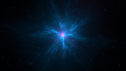 Luminous modern abstract background, fractal world. Digital space for use in design. Round shapes and lines. 3d render