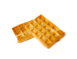Belgian Waffle Isolated, Square Waffled Cookie, Soft Golden Belgian Waffles, Wafer Biscuit Breakfast