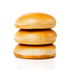 Burger Bun Isolated, Hamburger Bread, Empty Whole Burger Bun on White Background