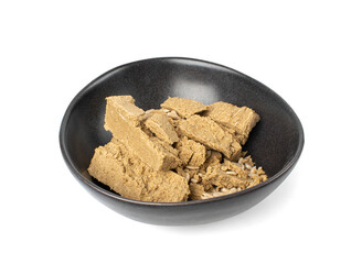 Halva Pieces Isolated, Sunflower Halawa, Halvah or Halwa on White Background
