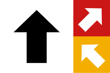 Navigation arrow. The direction sign. Navigation instructions. The arrow points up, left and right. Vector icon.