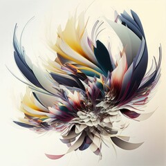 Abstract painted flowers on a white background, Valentine's day ,made with Generative AI