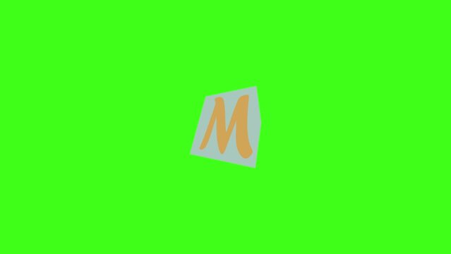 creative animation vintage ransom letter M paper note styles isolated on green screen. motion graphic design retro letter M  magazine clipping styles video full HD
