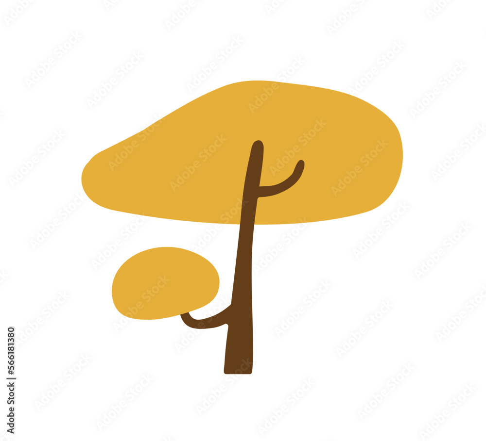 Poster tree, forest plant with trunk and branch. modern abstract botanical deciduous, fall autumn foliage c