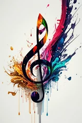 Fototapeten Treble clef background art with dynamic music elements ,made with Generative AI © DNY3D