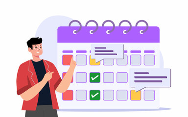 Planning schedule and calendar with filling complete and working projects, deadline concept.