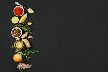 Cooking background with spice and condiments