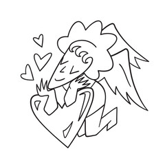 Isolated thin line illustration of Cupid. Thin line love hand drawn icon for Valentine's day.