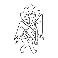 Isolated thin line illustration of Cupid. Thin line love hand drawn icon for Valentine's day.