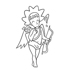 Isolated thin line illustration of Cupid. Thin line love hand drawn icon for Valentine's day.